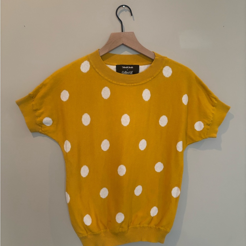 Modcloth Yellow Polka Dot Top